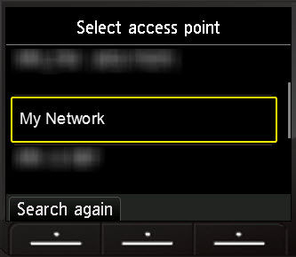 Select access point screen